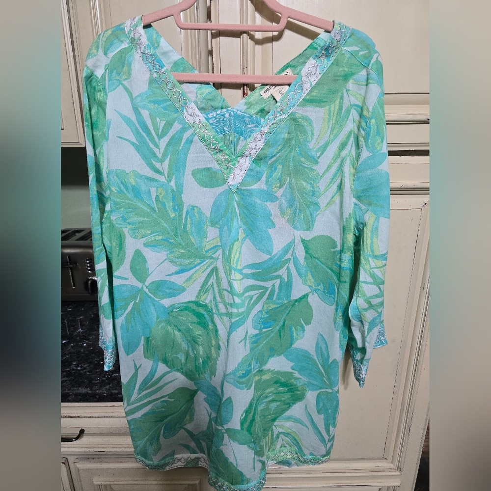 Christian Siriano Printed V-Neck Tunic With Tags Size L